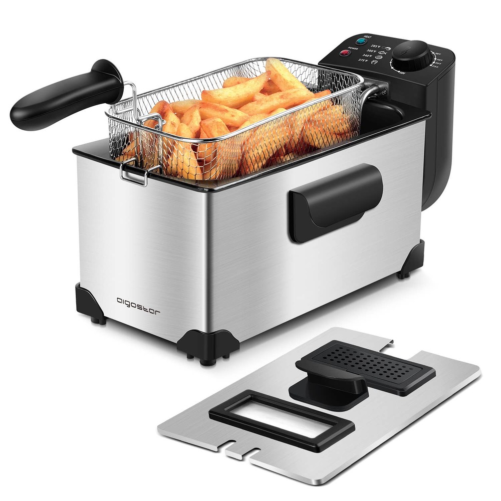 Aigostar Deep Fryer, Electric, 1 Basket, 3 Liters, View Window, 1650W